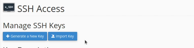 Select 'Generate a New Key' or 'Import Key'. Select Generate a New Key or Import Key.