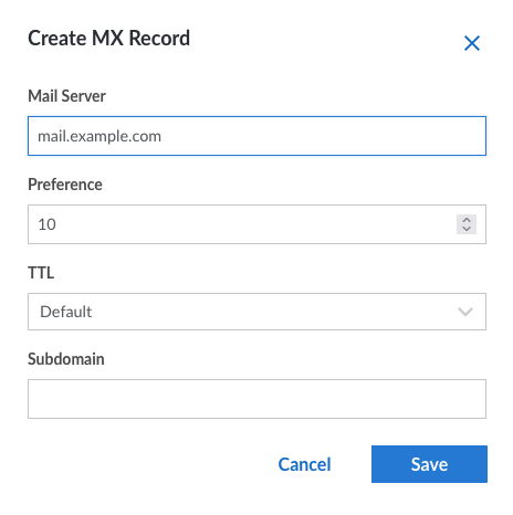 Create an MX Record Create an MX Record