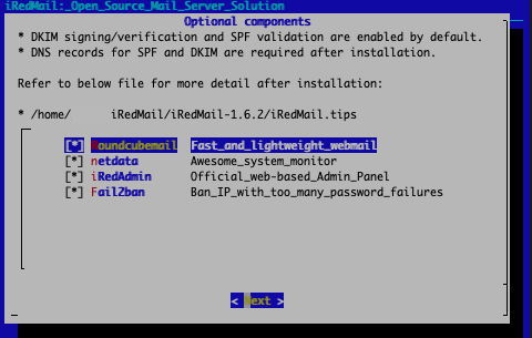 Choose the optional components to install Choose the optional components to install