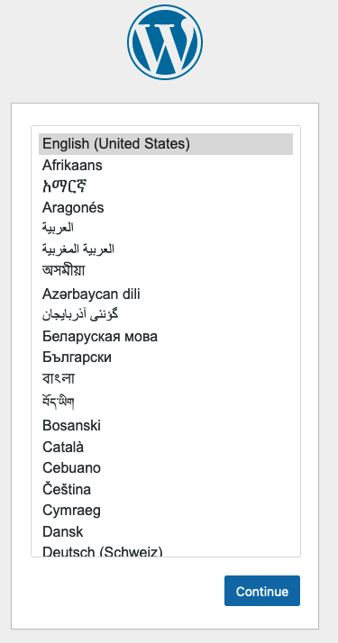 The WordPress Installation Page The WordPress Installation Page