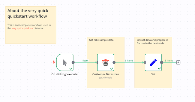 Details of the Very quick quickstart Workflow execution Details of the Very quick quickstart Workflow execution