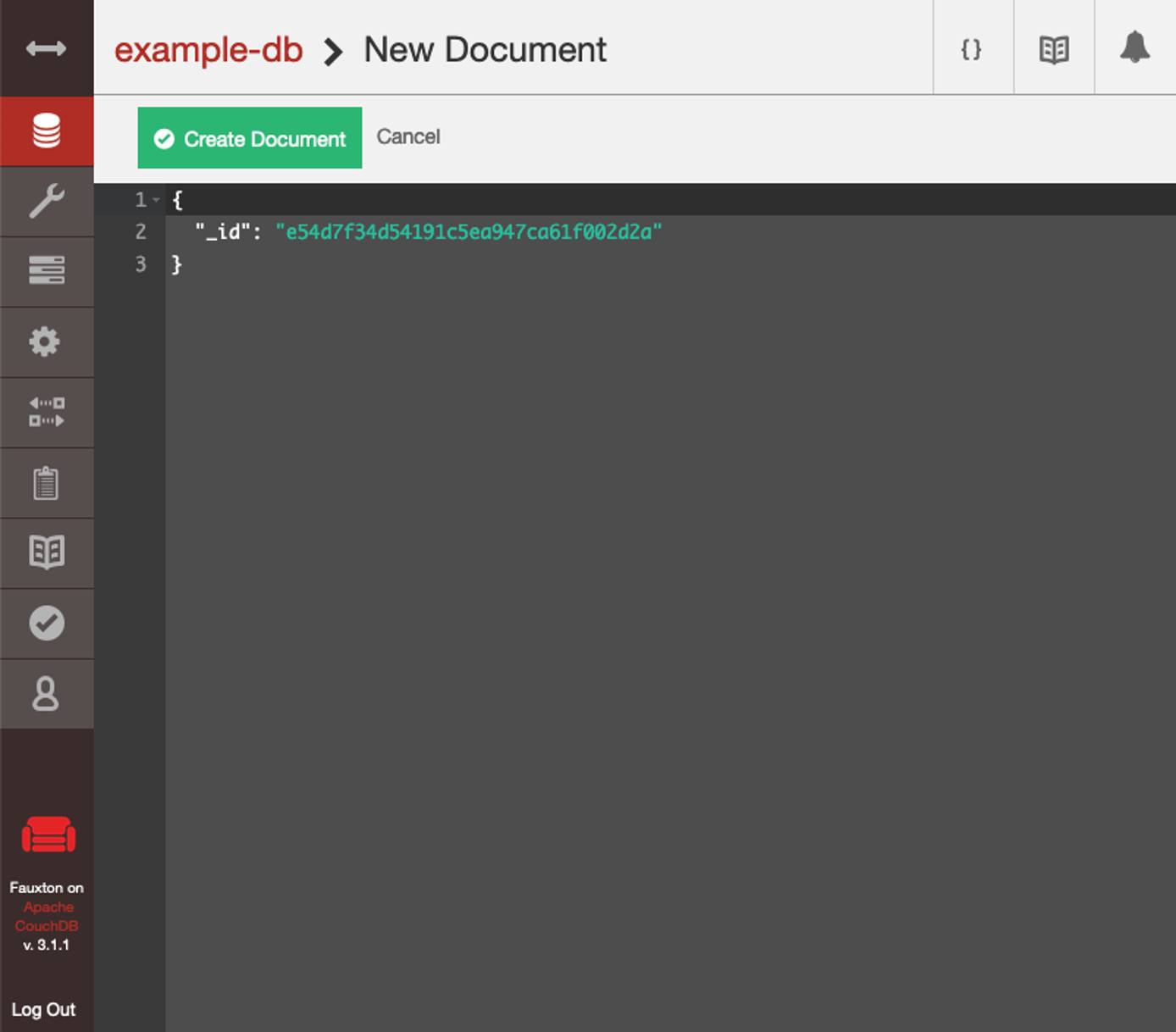 Fauxton document editor Fauxton document editor