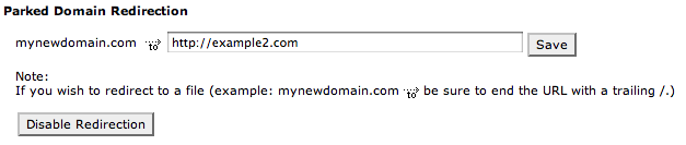 cPanel parked domain screen. cPanel parked domain screen.